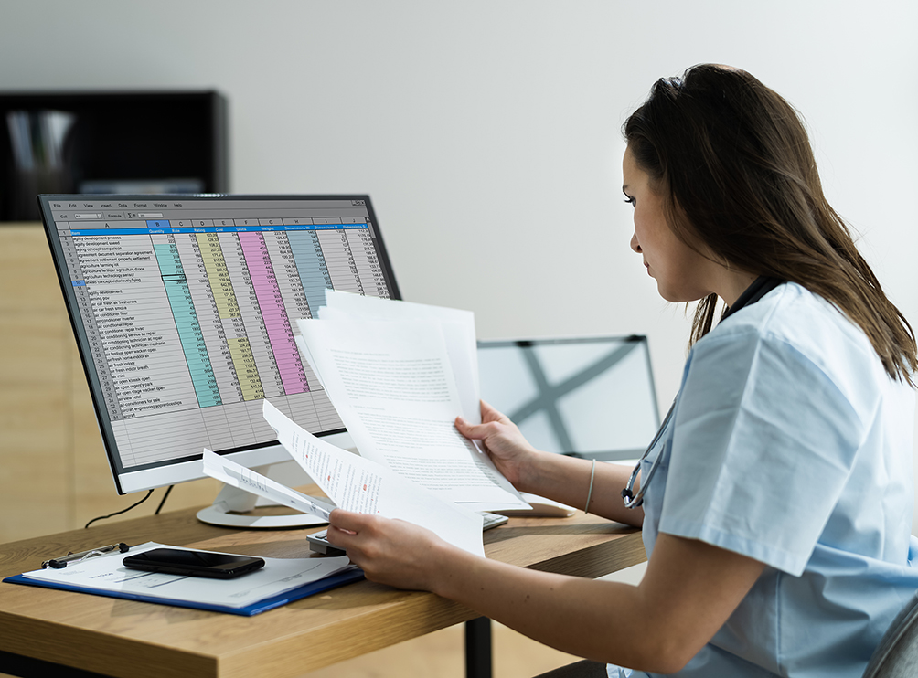 E.H.R Payment Recon medical bill codes and spreadsheet data