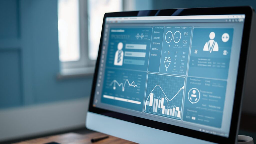 a sleek modern interface of electronic medical records